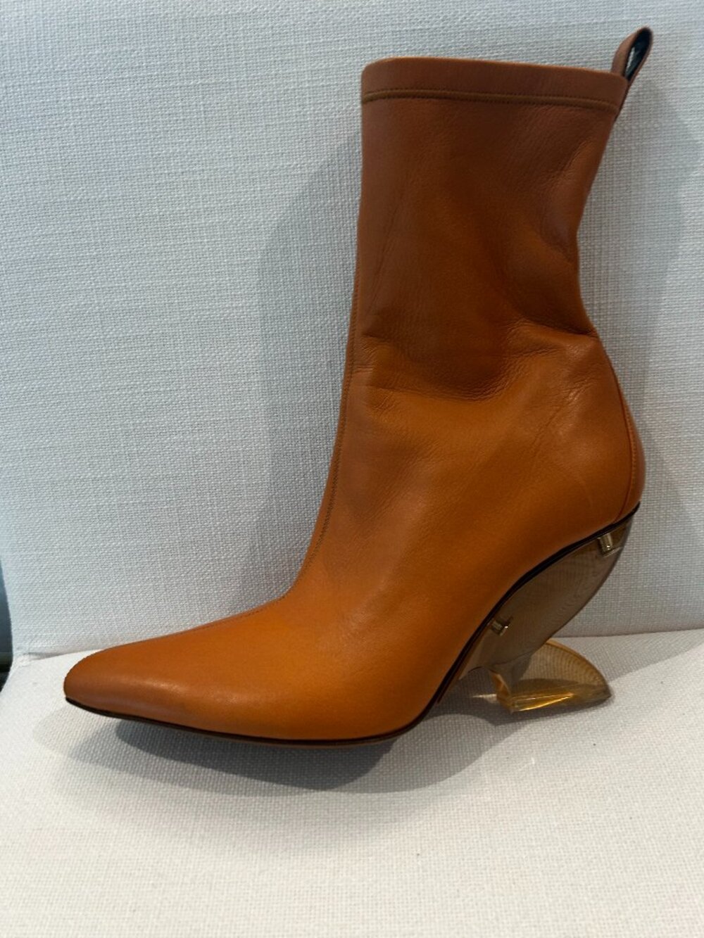 Zimmerman leather ankle boots with stylized lucite heel